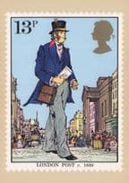 London Victorian Postman 1839 Royal Mail First Day Cover Postcard