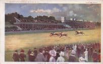 Longchamps WW1 Horse Racing French Chocolate Old Advertising Postcard