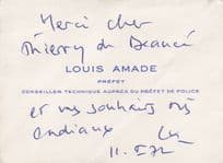 Louis Amade French Police Prefect Edith Piaf Lyricist  Signed Card