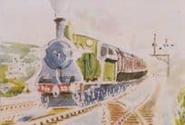 LSWR Drummond T9 Train Salisbury 4-4-0 Wiltshire Painting Postcard