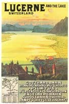 Lucerne Switzerland Lake Travel Map Bahnen 1912 Swiss Poster Postcard