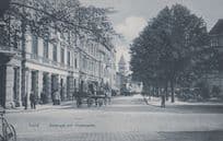 Lund Bantorget Och Klostergatan Horse & Cart Antique Sweden Swedish Old Postcard