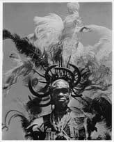 Luo Warrior Man Ostrich Feather Headdress Vintage Kenya 10x8 Press Photo