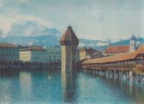 Luzern Kapellbrucke Swiss 3D Three Dimensional Postcard