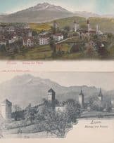 Luzern Musegg Und Pilatus Aerial 2x Old Switzerland Postcard s