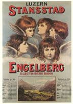 Luzern Stansstad Engelberg Electric Bahn Swiss Train Timetable Poster Postcard