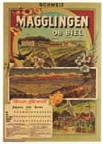 Magglingen Ob Biel 1899 Horaire Timetable Switzerland Poster Postcard