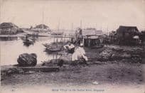 Malay Village Rochor River Singapore Old Postcard