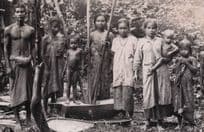 Malaya Tribe Family Antique Very Creased Worn Real Photo Postcard