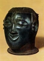 Male Bronze Head Antique Sculpture Nigeria Art Postcard