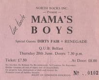 Mamas Boys Irish Belfast 1980s Live Concert Ticket