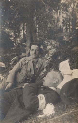 Man Dressed as Boy Scout Old Binoculars Camping Antique Odd Postcard