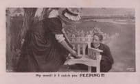 Man With Foot Fetish Admiring Ladies Shoes Antique Real Photo Comic Postcard
