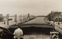 Man With Hat at Gatun Locks Lake Panama Canal Old RPC Postcard