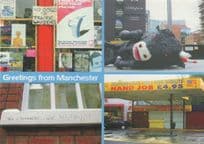 Manchester Hand Job We're All Gay Traffic Warden Comic Postcard