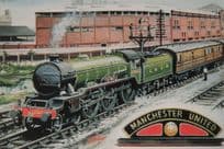 Manchester United Football Train LNER Railway Rare Postcard