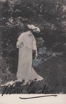 Marie Studholme & Dog Watering Garden Hand Signed Old Actress Photo Postcard