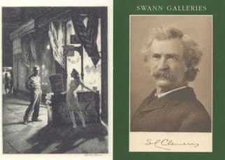 Mark Twain Beatrix Potter USA NY 2x Auction Advertising Postcard s