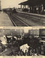Market Place Day Wednesbury Station 2x Staffs RPC Postcard