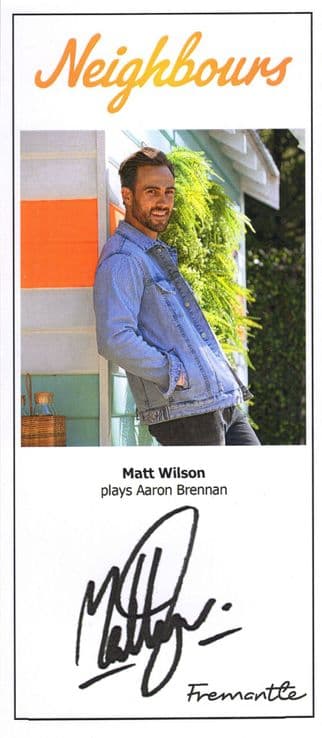 Matt Wilson as Aaron Brennan Neighbours Hand Signed Cast Photo
