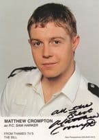 Matthew Crompton as PC Sam Harker The Bill ITV Hand Signed Cast Card Photo