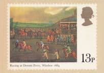 Medieval 1600s Horse Racing at Dorset Ferry Windsor FDC Postcard