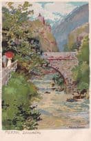 Meran Zenoburg Switzerland Old Swiss Painting Postcard