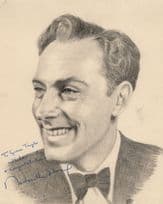 Michael Wilding Film Actor Vintage Signed Large Hand Art Drawing & COA Letter