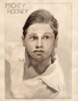 Mickey Rooney Hollywood Film Actor Vintage Large Hand Art Drawing