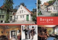 Military Uniform Man Raising Hat Gamle Bergen Map Norway Postcard