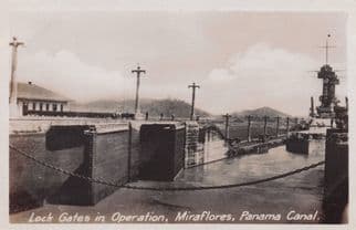Minaflores Lima Lock Harbour Gates Panama Canal Chile Peru RPC Postcard