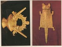 Mochica Antique Coca Bag & Pot Of Gold Peru 2x Postcard