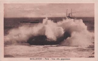 Mollendo Peru Chile Disaster Wave Sea Ship Old Postcard