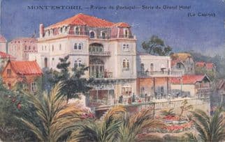 Mont Estoril Riviere De Portugal Grand Hotel Painting Old Postcard