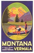 Montana Vermala Sierre Canoe Boat Switzerland 1926 Poster Postcard