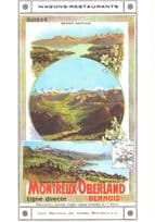 Montreux Oberland Bernois 1910 Map Railway Swiss Poster Postcard