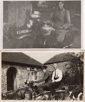 Motorcycle Antique Bike 2x Old Postcard Size Photo s
