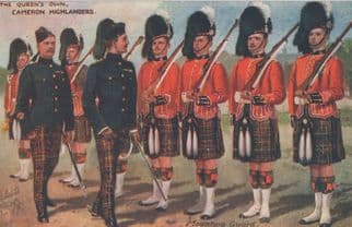 Mounting Guard Cameron Highlanders The Queens Own Military Tucks Postcard