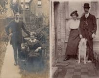 Moustache Long Face Owners & Their Dogs 2x Real Photo Old Postcard s