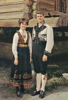 National Costume For East Telemark Norge Norway Vintage Fashion Postcard