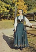 National Costume For Gudbrandsdal Norge Norway Vintage Fashion Postcard
