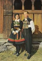 National Costume For Setesdal Norge Norway Vintage Fashion Postcard