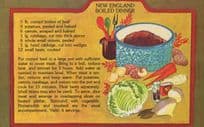 New England Boiled Dinner Recipe Cookery Rare Postcard