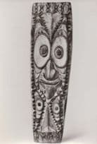 New Guinea Wood Wooden Old Tribe Shield Sculpture Rare Primitive Art Postcard