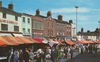 Newcastle Under Lyme Open Market Staffordshire 1970s Postcard