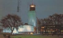 Newcastle Upon Tyne Civic Centre At Night Illuminations 1970s Postcard
