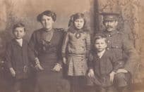 Newcastle War Soldier & Family Antique Portrait Postcard