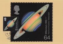 Newton Hubble Telescope Saturn Astronomy First Day Cover Postcard