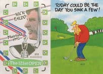 Nick Faldo Muirfield British Open Golf & Comic 2x Golfing Postcard s