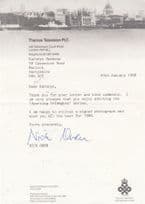 Nick Owen Sporting Triangles TV Sport Show Hand Written Signed Private Letter